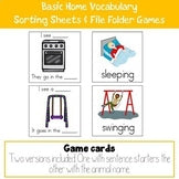 Newcomer Vocabulary Sorting Sheets and File Folder Games Bundle - Tier One Vocab