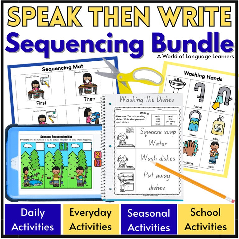 Speak then Write Sequence Bundle - ESL Sequencing Stories with Pictures