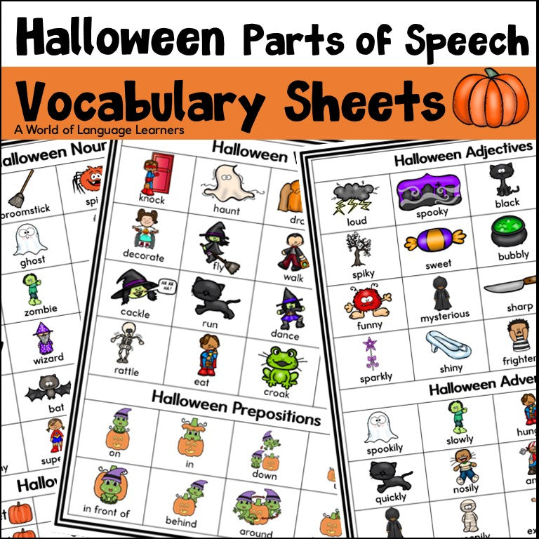 Halloween Illustrated Vocabulary Sheets