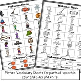 Halloween Illustrated Vocabulary Sheets