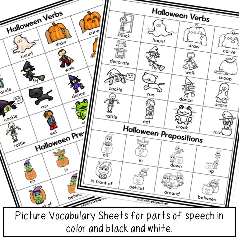 Halloween Illustrated Vocabulary Sheets