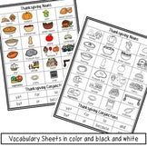 Thanksgiving Illustrated Vocabulary Sheets