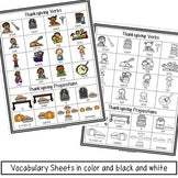 Thanksgiving Illustrated Vocabulary Sheets