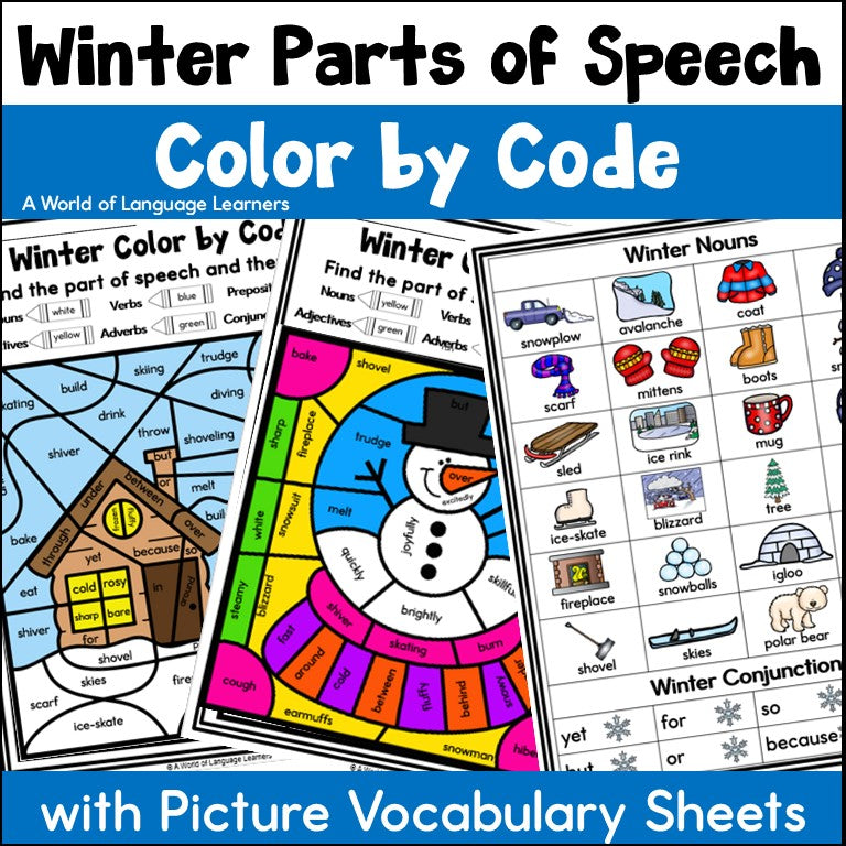 Winter Parts of Speech Color by Code
