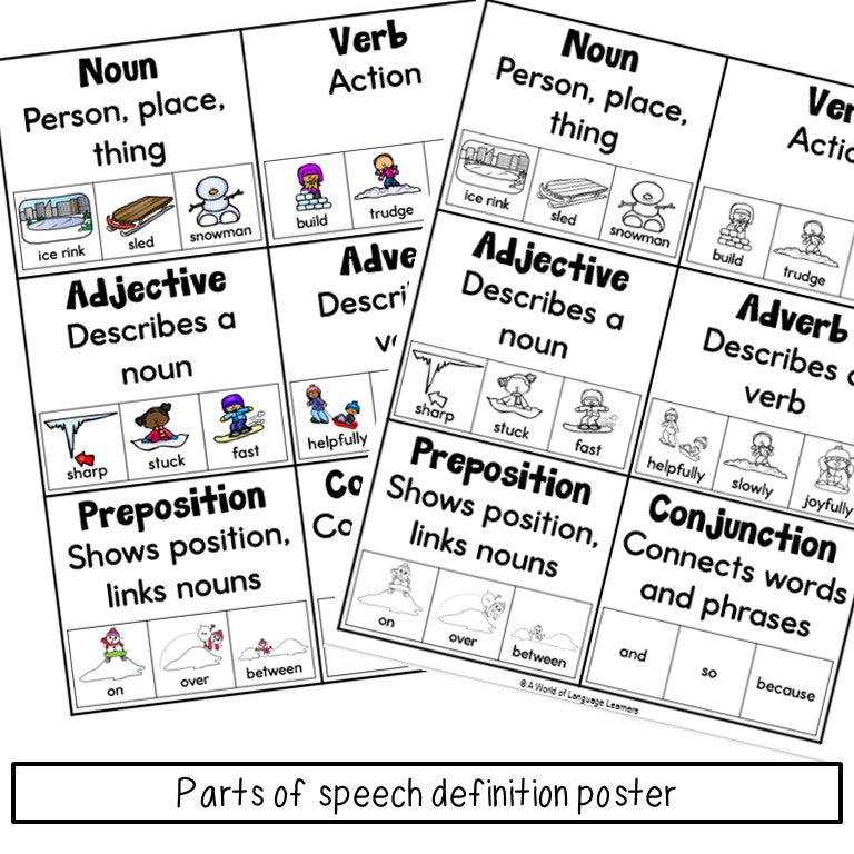 Winter Illustrated Vocabulary Sheets | Parts of Speech Pictures