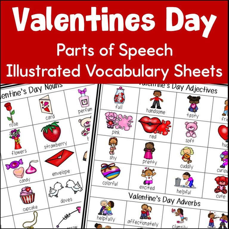Valentine's Day Parts of Speech Illustrated Vocabulary Sheets