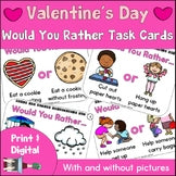 Valentine's Day Would You Rather Task Cards Print and Digital