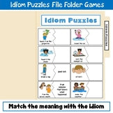 Preview page of idiom puzzles file folder game 2 for ESL students in grades 3-5