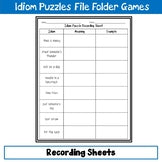 Preview page of idiom puzzles file folder game 2 for ESL students in grades 3-5