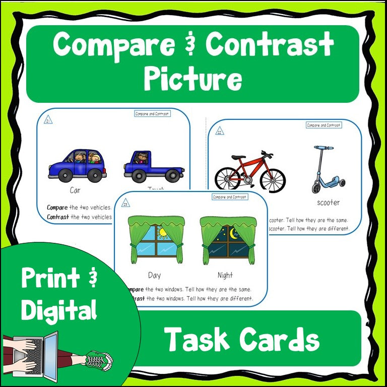 Compare and Contrast Picture Task Cards cover