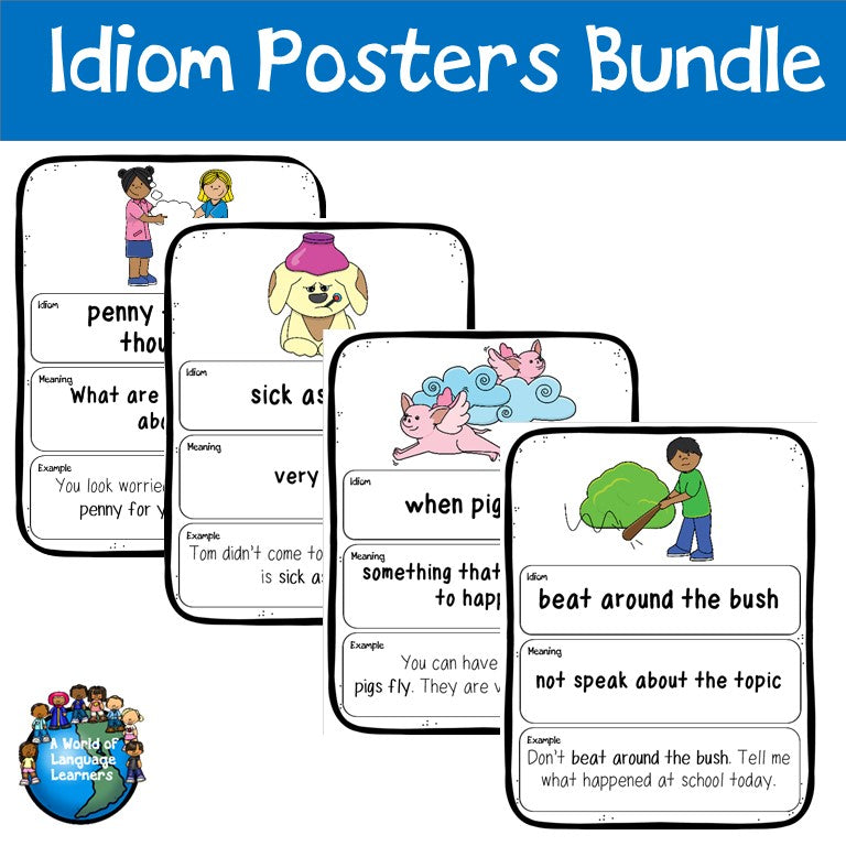 Cover of Idiom of the Week posters for ESL students in grades 3-5
