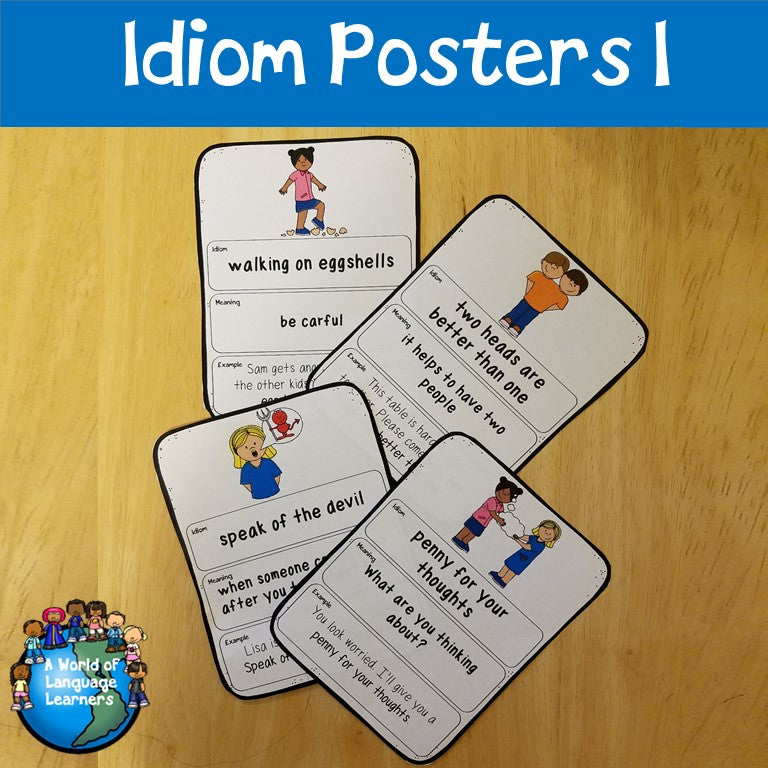 Preview page of Idiom of the Week posters for ESL students in grades 3-5