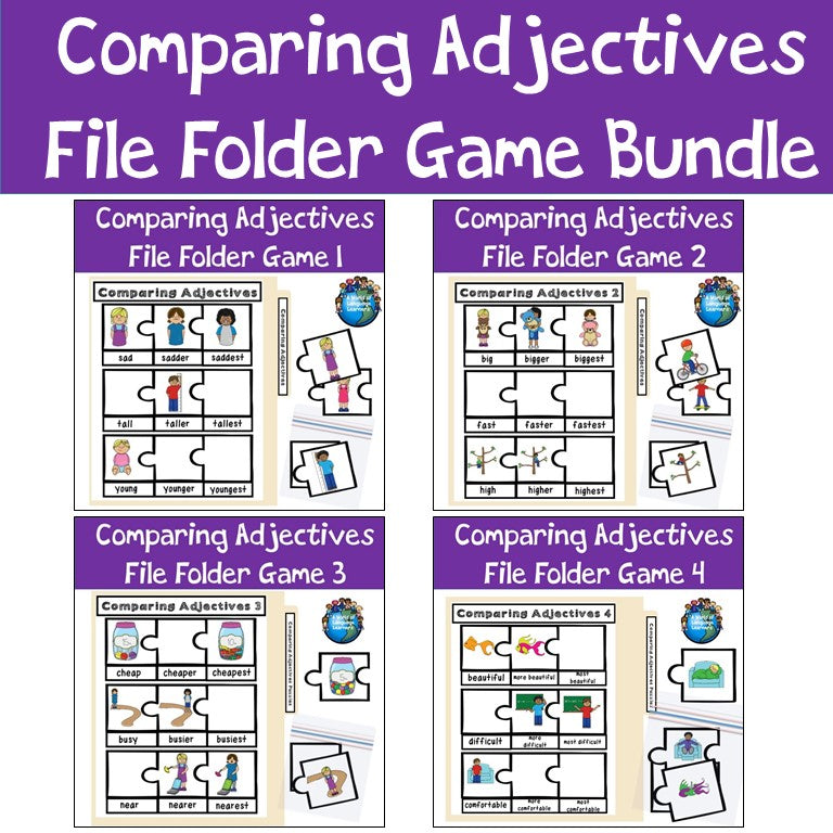 Comparing Adjectives File Folder Game Bundle