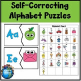 Cover of self-correcting alphabet puzzles for ESL kindergarten and 1st grade