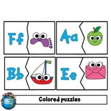 Preview page of self-correcting alphabet puzzles for ESL kindergarten and 1st grade