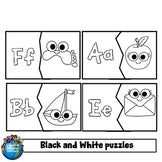 Preview page of self-correcting alphabet puzzles for ESL kindergarten and 1st grade
