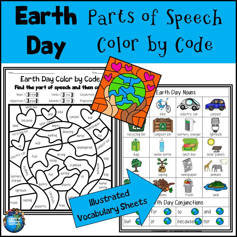 Earth Day Parts of Speech Color by Code