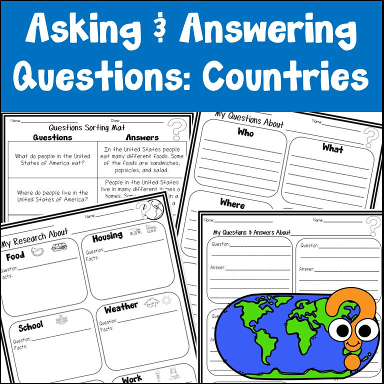 Cover of countries asking and answering questions organizers for ESL grades 2-4