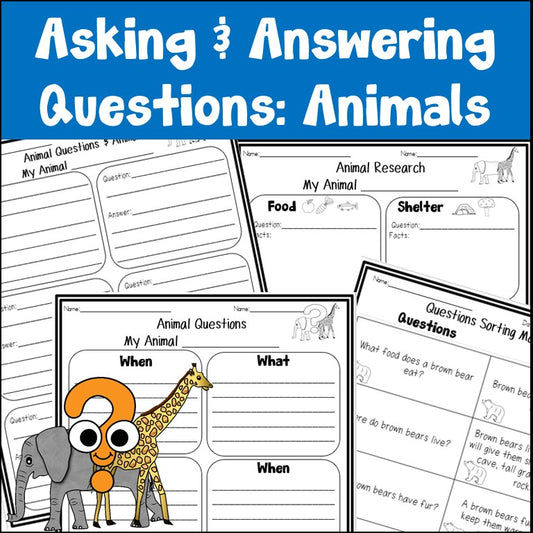 Cover of animals asking and answering questions organizers for ESL grades 2-4