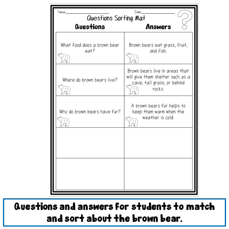 Preview page of animals asking and answering questions organizers for ESL grades 2-4