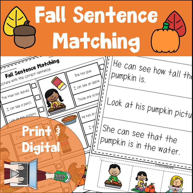 Fall Sentence Matching Print and Digital