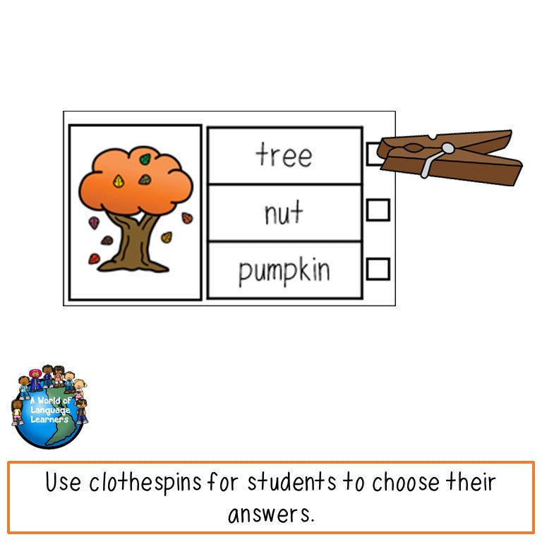 Fall Picture Word Matching