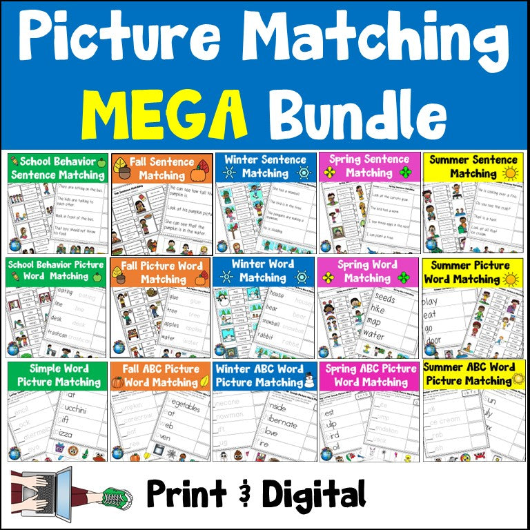 Matching Pictures to Words and Sentences - Mega Bundle Print and Digital