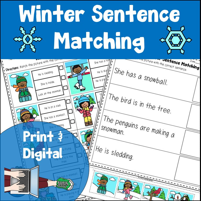 Winter Sentence Matching Print and Digital