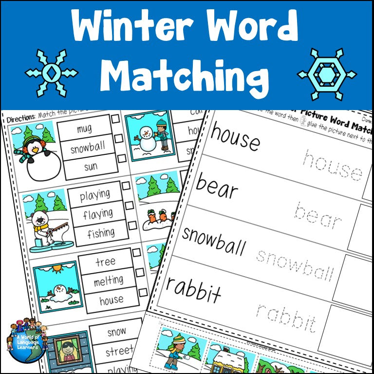 Winter Picture Word Matching Vocabulary Practice