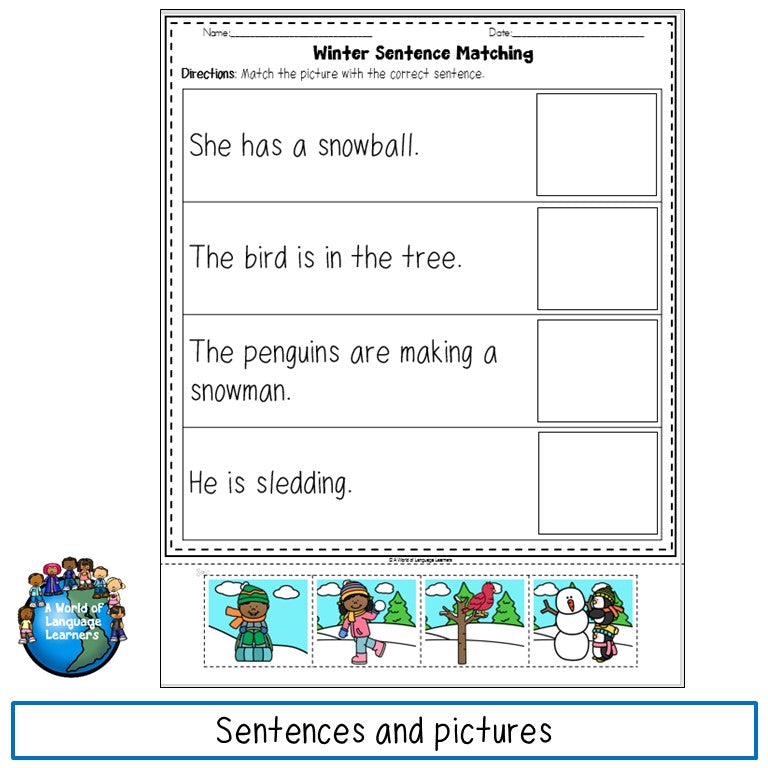 Picture Sentence Matching Bundle - Print and Digital