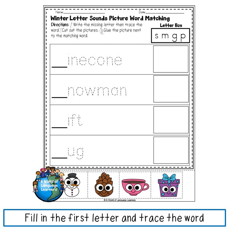 Winter Alphabet Picture Word Matching