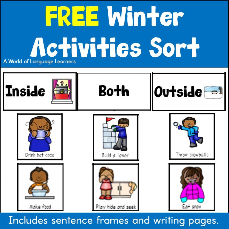 Winter Activities Sorting, Speaking, and Writing