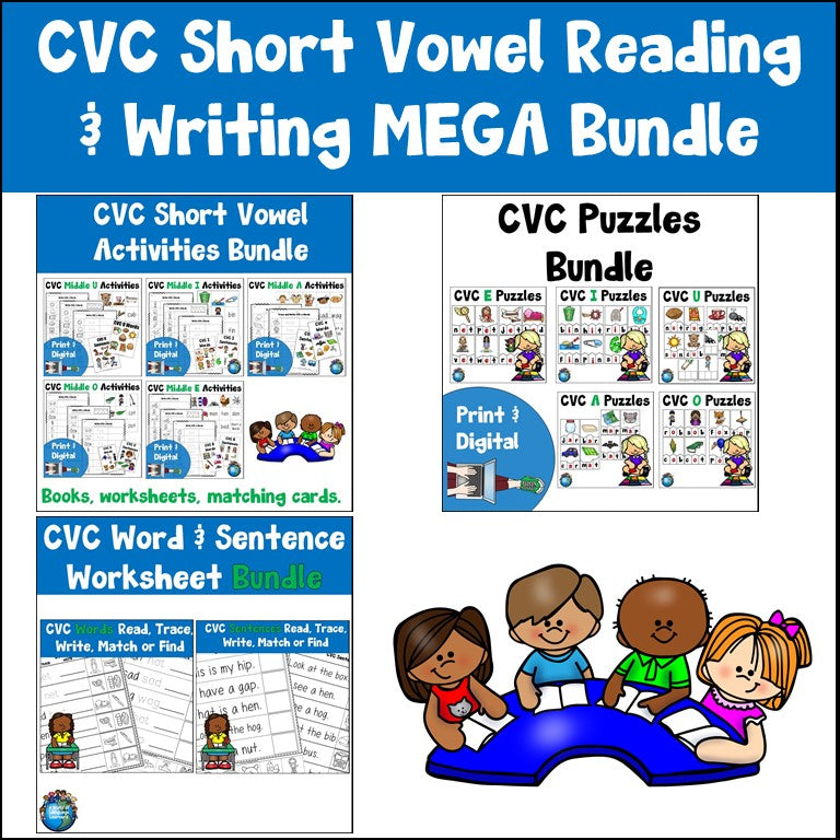 CVC Short Vowel Reading and Writing MEGA Bundle Print & Digital