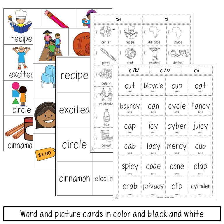Soft C Spelling Practice and Word Sorts