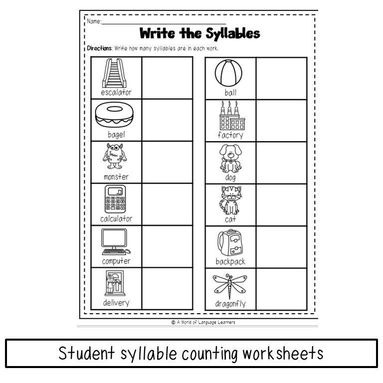 Syllable Counting Activities