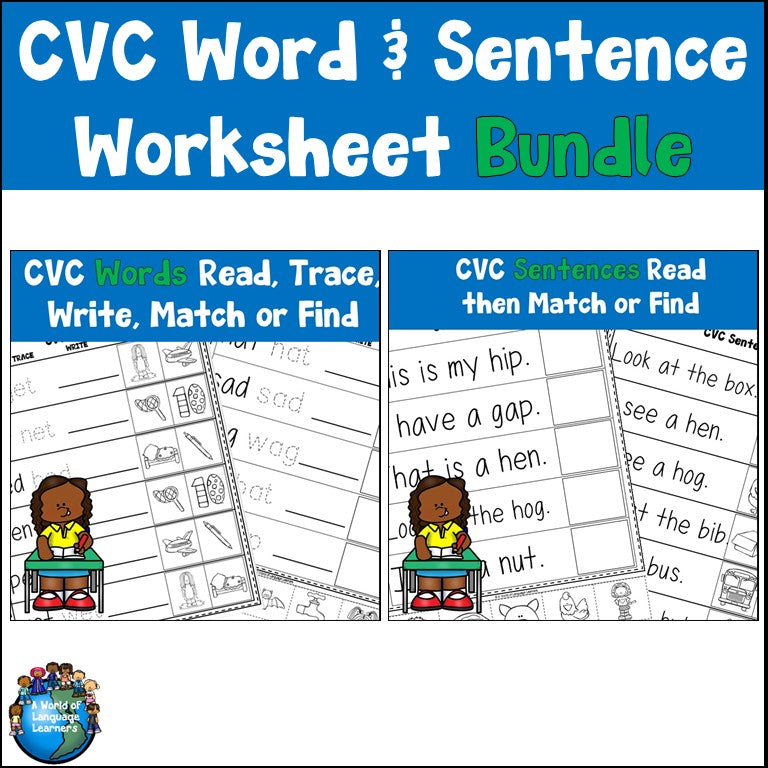 CVC Worksheet Bundle Print and Digital