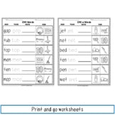 CVC Worksheet Bundle Print and Digital