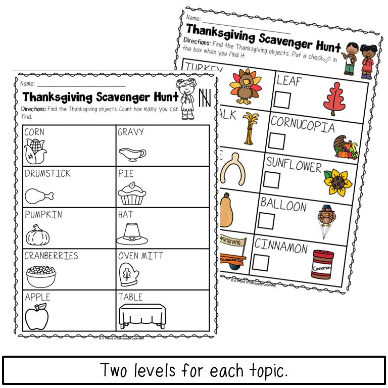 Thanksgiving Scavenger Hunts