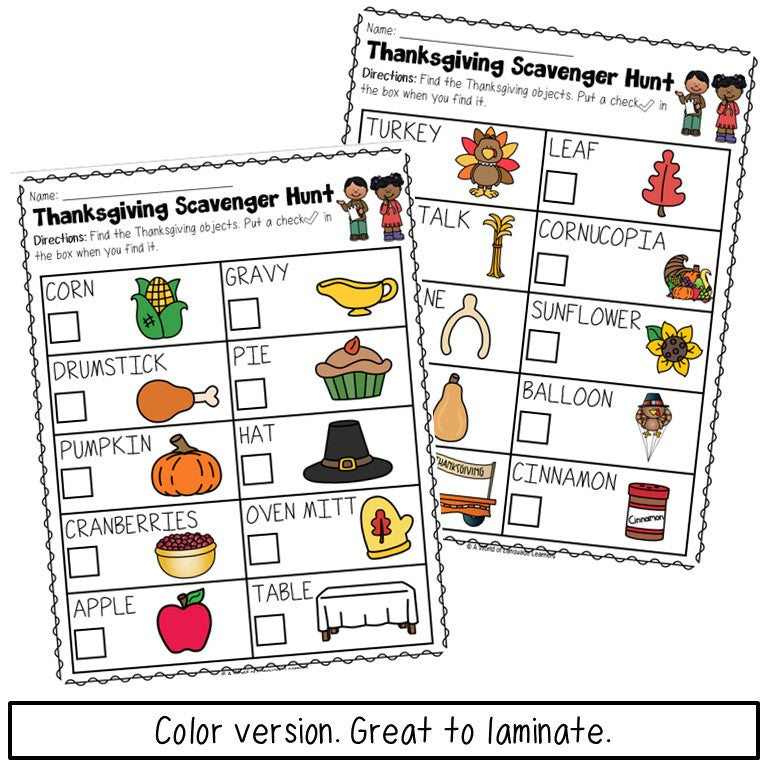 Thanksgiving Scavenger Hunts