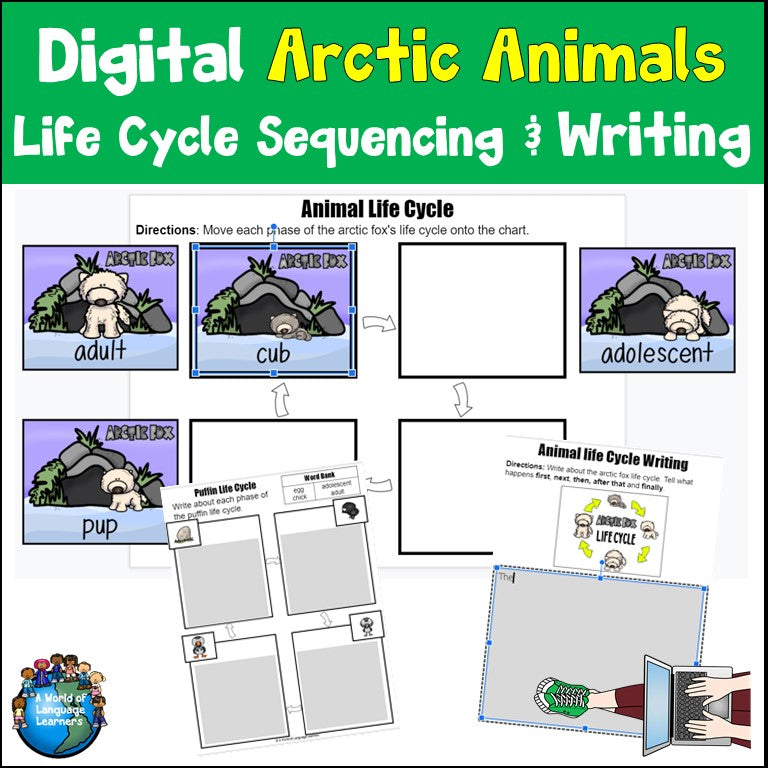 Arctic Animal Life Cycles Speak then Write Print and Digital