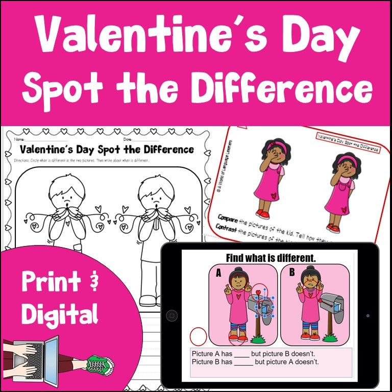 Valentine's Day Spot the Difference Activities