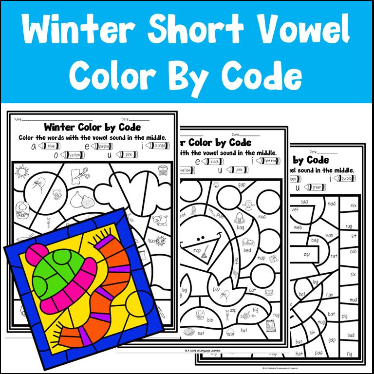 Short Vowel Winter Color by Code