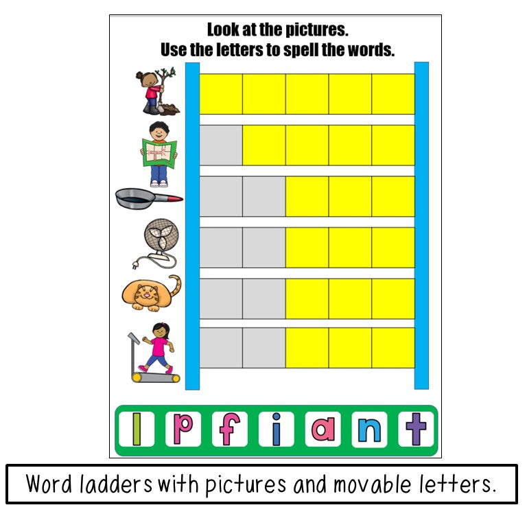Phonics Word Ladders & Phonemic Awareness Word Chains Print and Digital Bundle