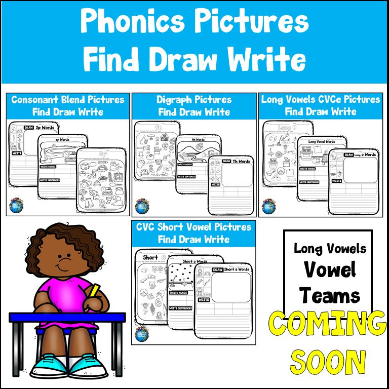 Phonics Pictures | Find Draw Write GROWING Bundle