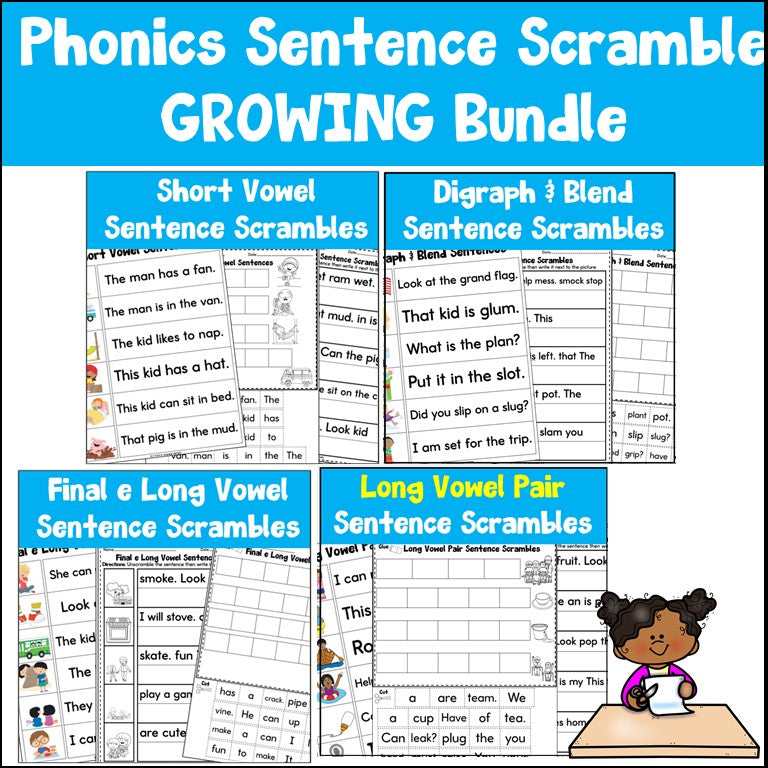 Phonics Sentence Scramble Bundle