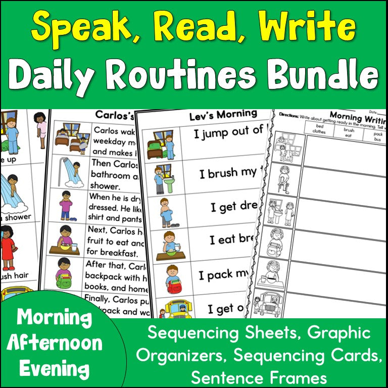 Daily Routine Reading, Speaking, Writing Bundle
