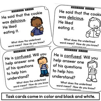 Context clue task card preview showing a differentiated version