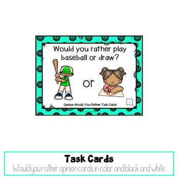Would you rather task card preview with two activity pictures