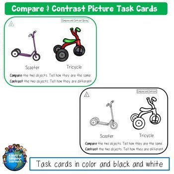 Compare and contrast task card preview with two pictures