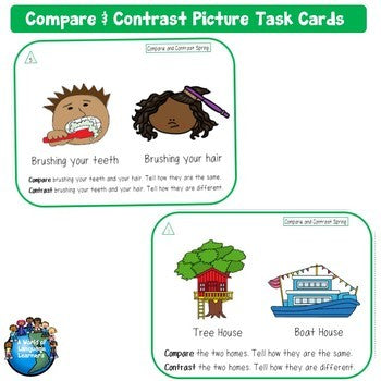 Compare and contrast picture task card preview